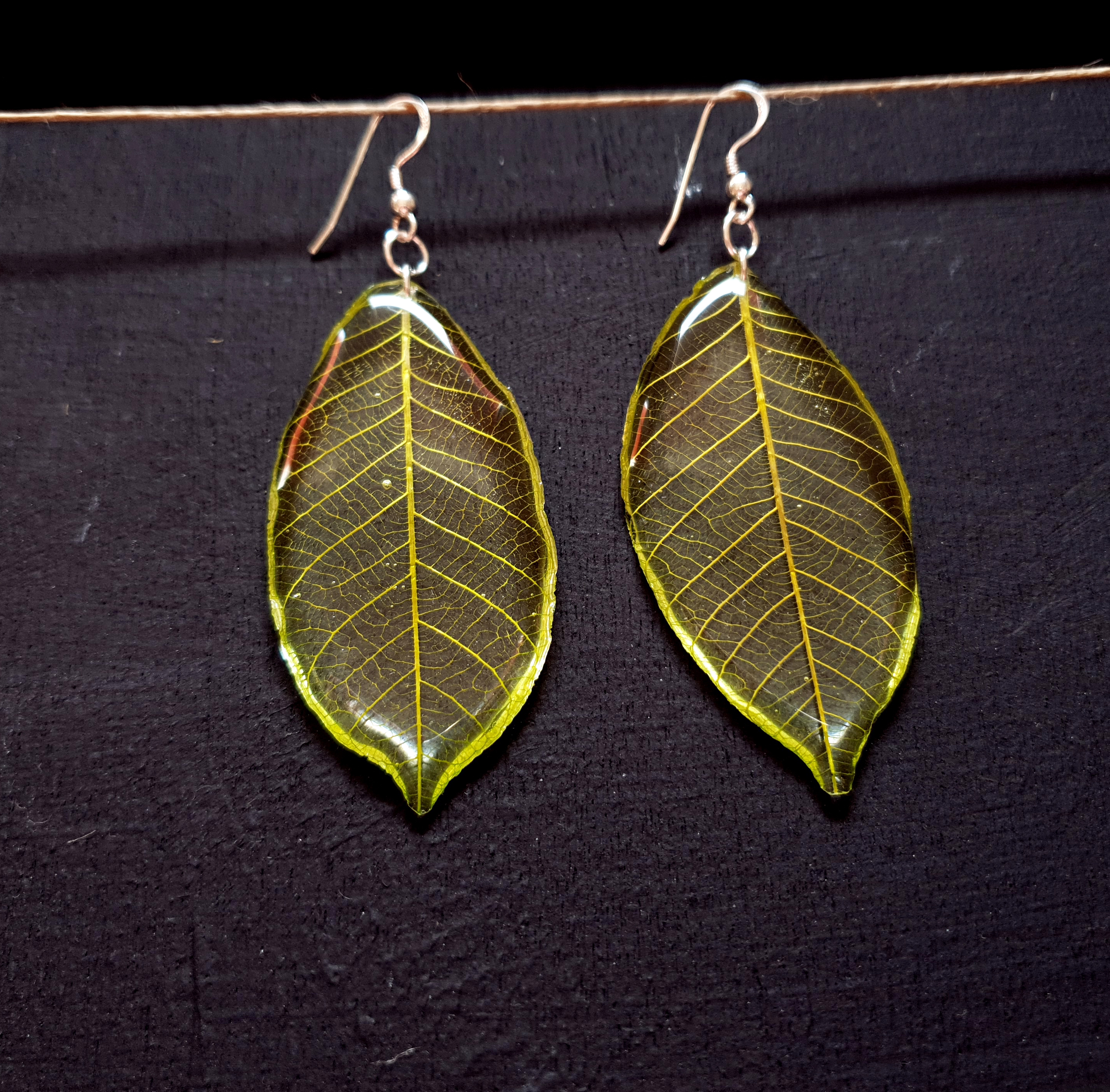 Pressed leaves earrings